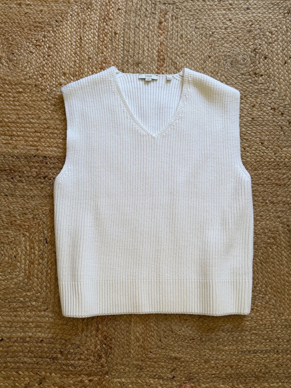 Vince cotton-blend knit v neck sweater